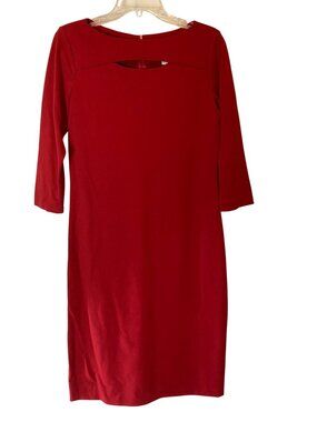 Doncaster Red Sheath Dress Womens Knee Length 3/4 Sleeve Size 6
